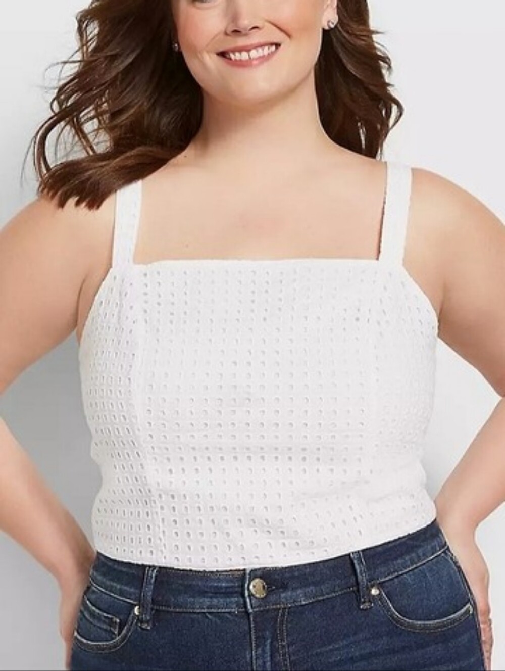NWT Lane Bryant Cotton Eyelet Sleeveless Fitted Crop Top White Size 26 (4X)